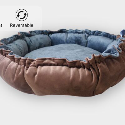 Letto per cani reversibile Scuff Tough Nest rotondo - Nero/Cioccolato