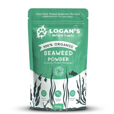 Polvo de algas orgánicas Logan’s: suplemento dental para perros y gatos (200 g)