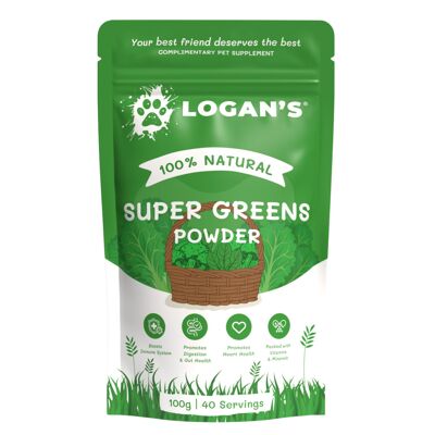 Poudre Super Greens de Logan – Booster de nutriments pour chiens et chats (100 g)