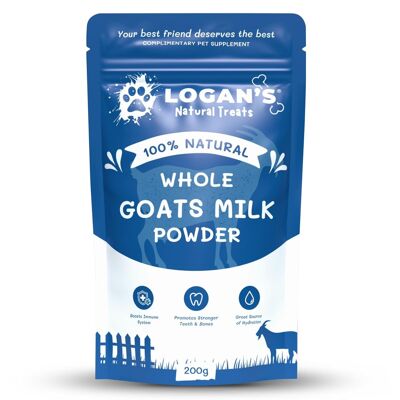 Latte di capra intero in polvere di Logan – Integratore alimentare per cani e gatti (200 g) – Solo per il Regno Unito