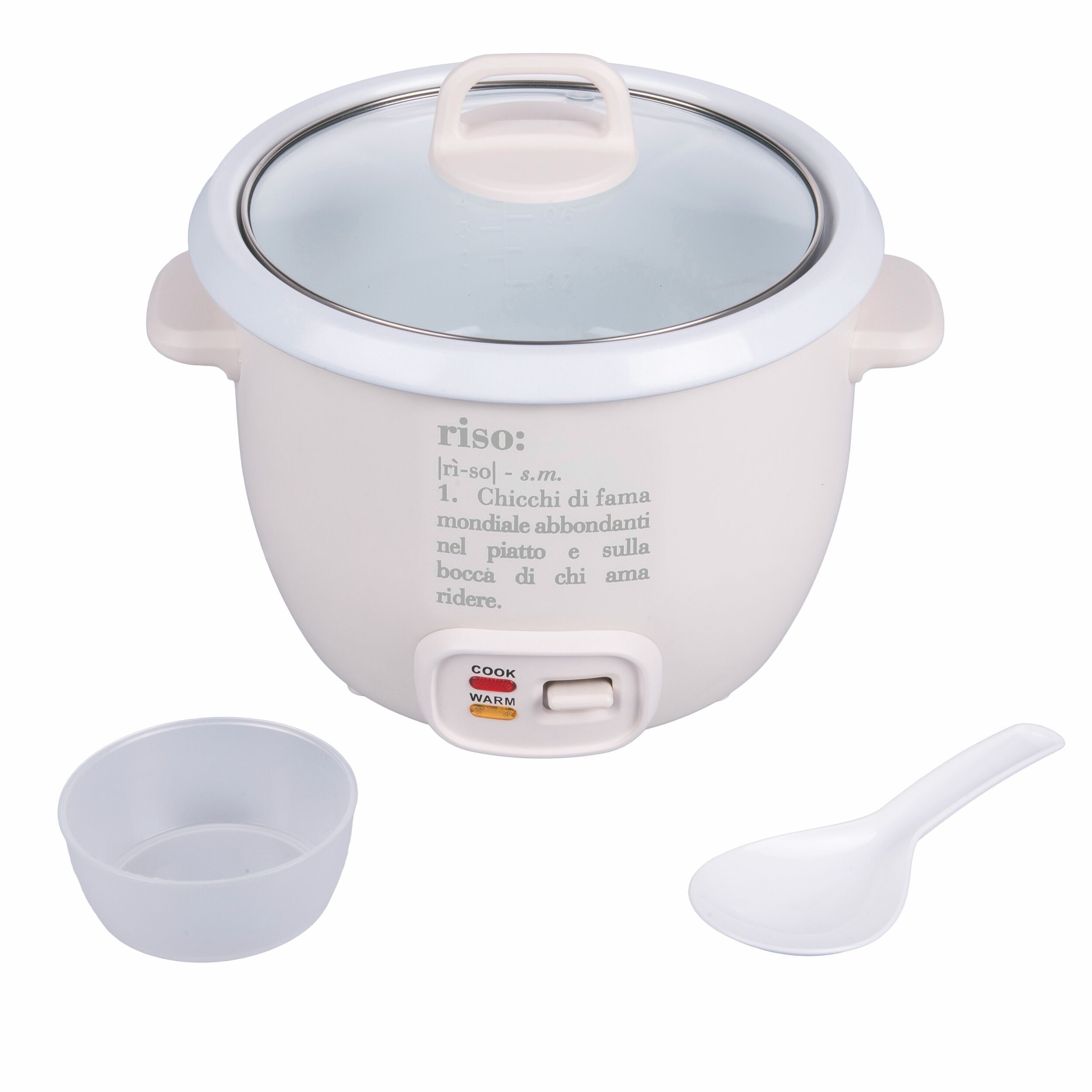 Reiskocher aus Stahl, Deckel aus gehärtetem Glas, 2 Funktionen, 400 W, elfenbeinfarben, Victionary