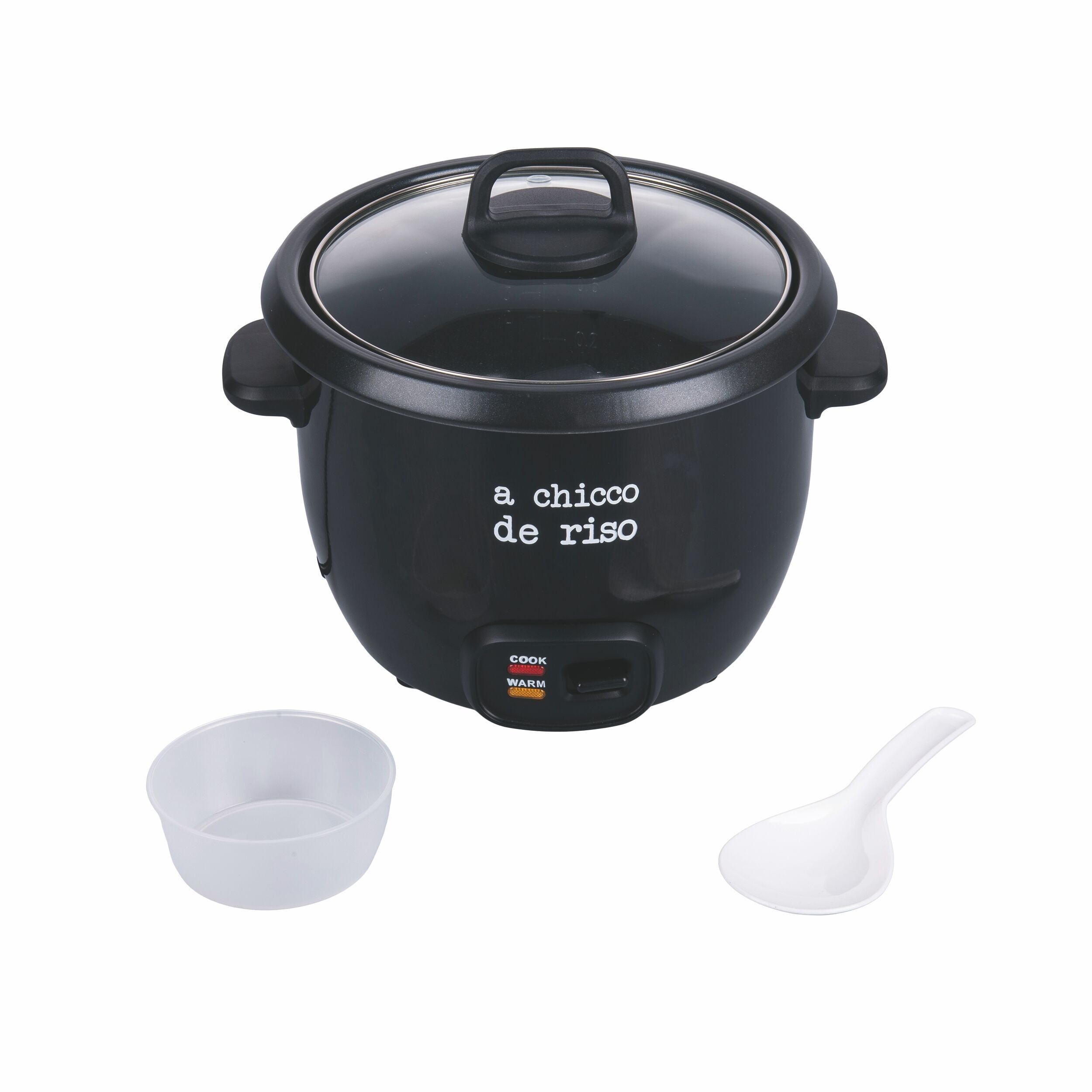 Cuociriso in acciaio, coperchio in vetro temperato, 2 funzioni, 400W, nero, S.P.Q.eRe