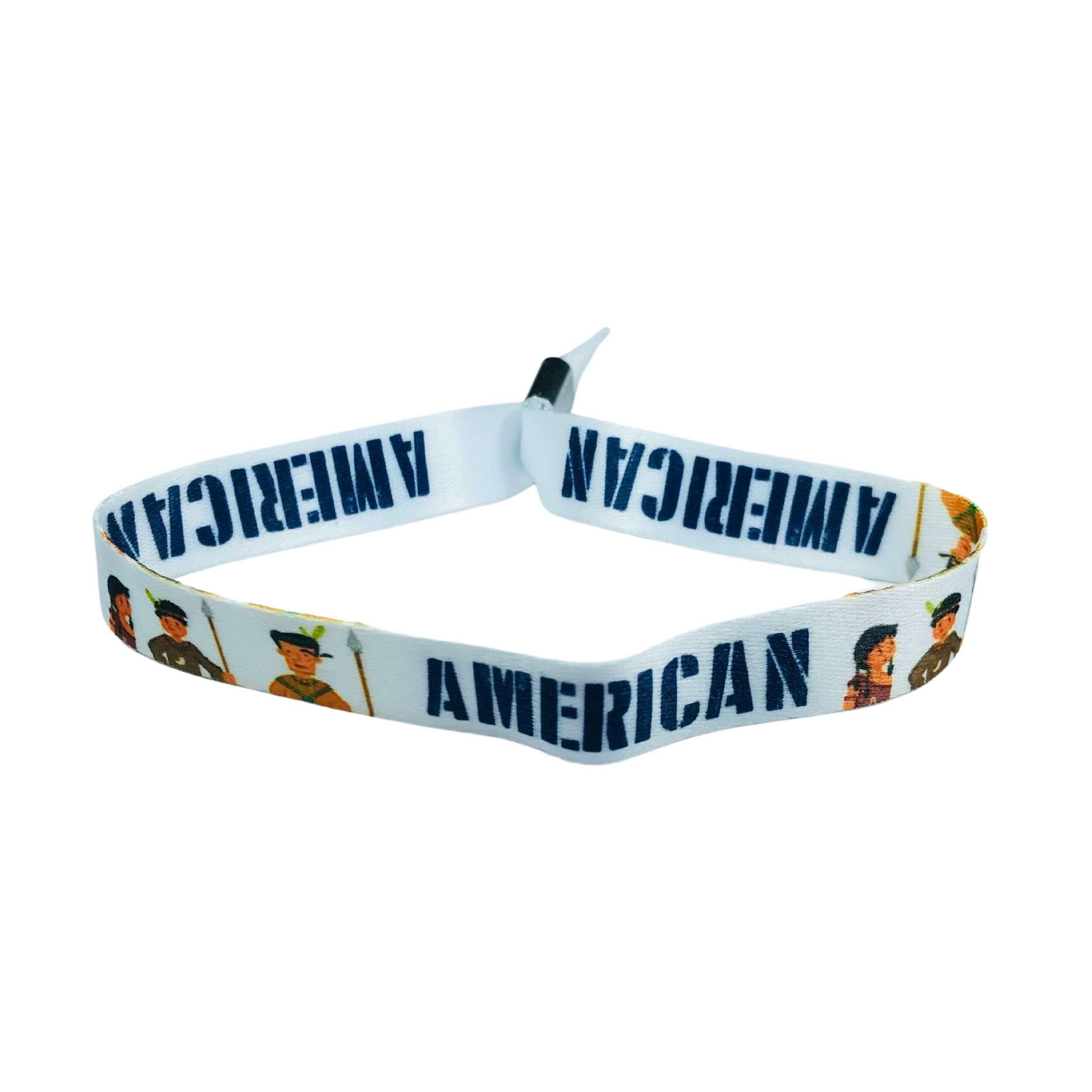 Pulsera - Bandera de USA American Indios Blanco - P1200