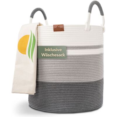 Cestino EMILIA Ø46xH48 cm Grigio/Bianco/80L