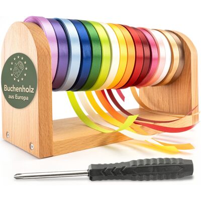 Set di nastri regalo, 16 nastri di raso incl. Dispenser (23 m x 10 mm per rotolo)