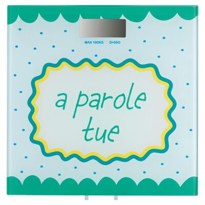 Digital bathroom scale, tempered glass top, 30x30x2.5 cm, green, More Amor