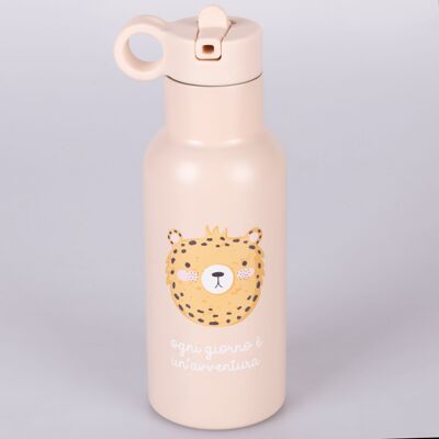 Borraccia termica 420 ml, in acciaio inox con beccuccio, decoro ghepardo, Les Petites Safari