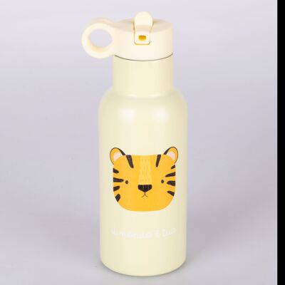 Borraccia termica 420 ml, in acciaio inox con beccuccio, decoro tigre, Les Petites Safari