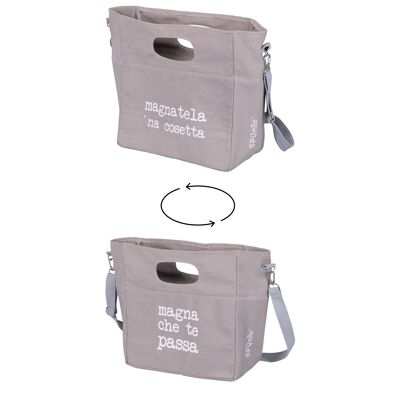 Portapranzo/borsa termica, 9,1 L, con tracolla e doppia impugnatura, grigio, S.P.Q.eRe