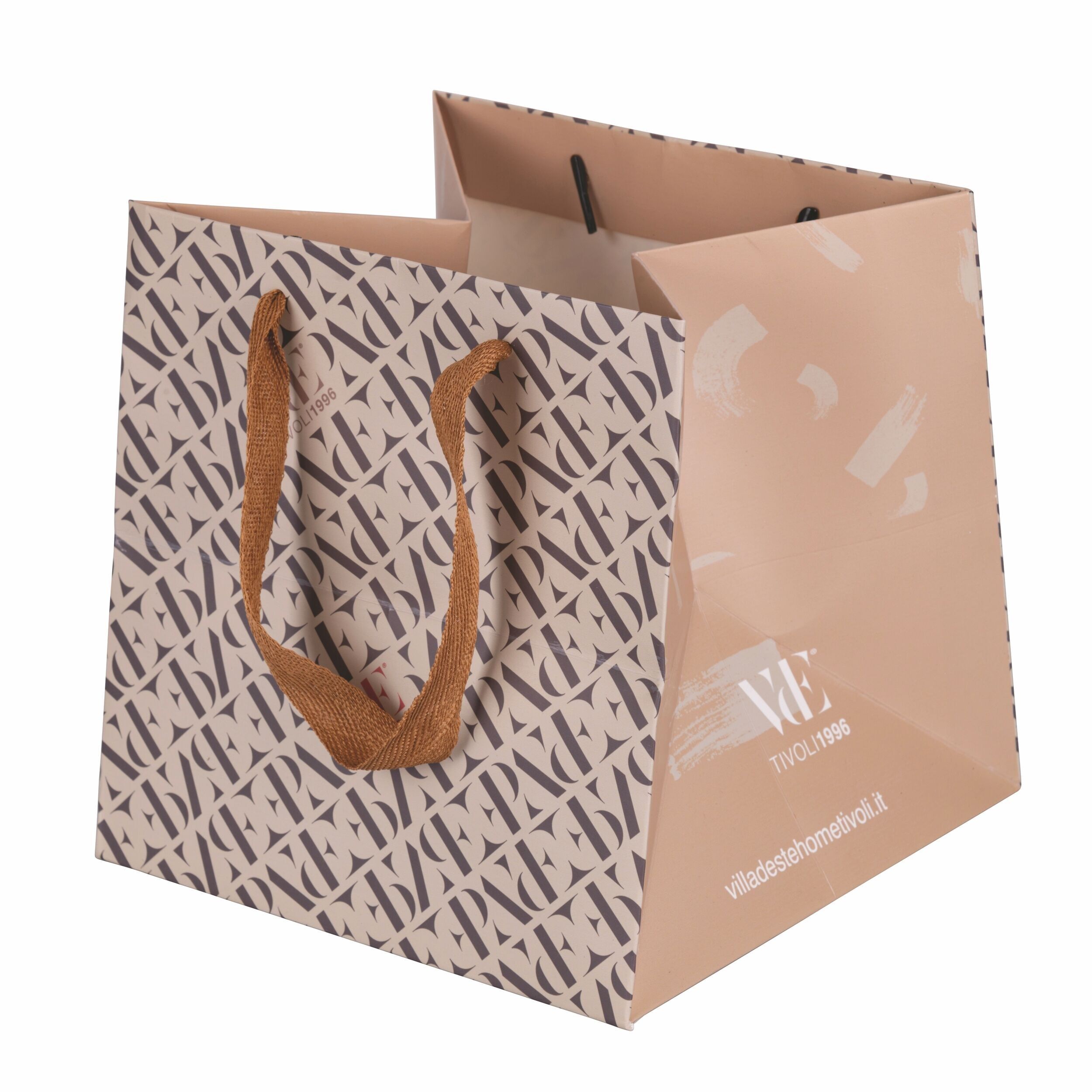 Sac cadeau en papier avec poignées en tissu 18x18x18 cm, Monogram