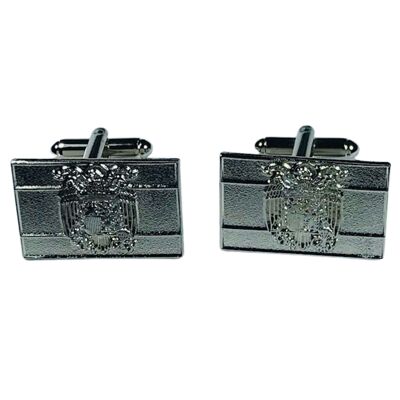 Silver-colored cufflinks - Spanish flag, Saint John's eagle - Spain