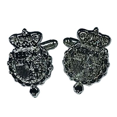 Silver-colored cufflinks - Coat of arms of the King of Spain - Spain