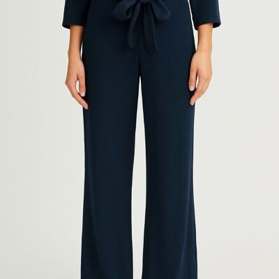 Pantaloni fluidi a vita alta con cintura annodata
