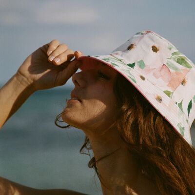 Reversible bucket hat Kili pink made in France