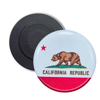 Round Magnet - California State Flag - USA