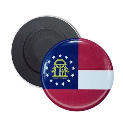 Round Magnet - Georgia State Flag - USA