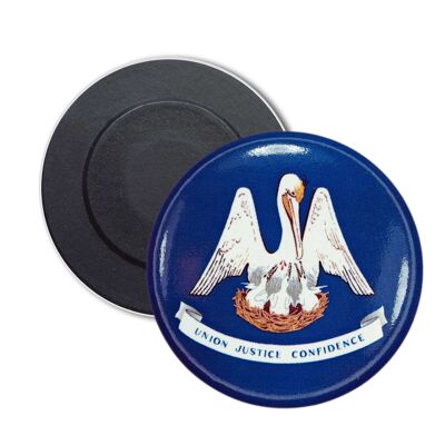Round Magnet - Louisiana State Flag - USA