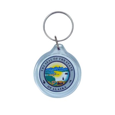 Round Acrylic Keychain - Alaska State Shield - USA