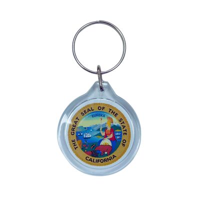 Round Acrylic Keychain - California State Shield - USA