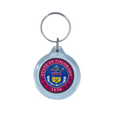 Round Acrylic Keychain - Colorado State Shield - USA