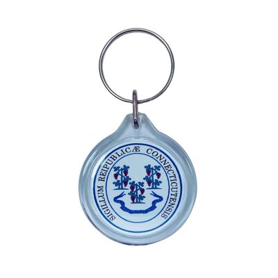 Round Acrylic Keychain - Connecticut State Shield - USA