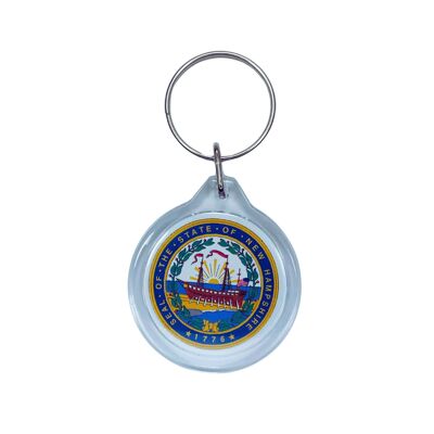 Round Acrylic Keychain - New Hampshire State Shield - USA