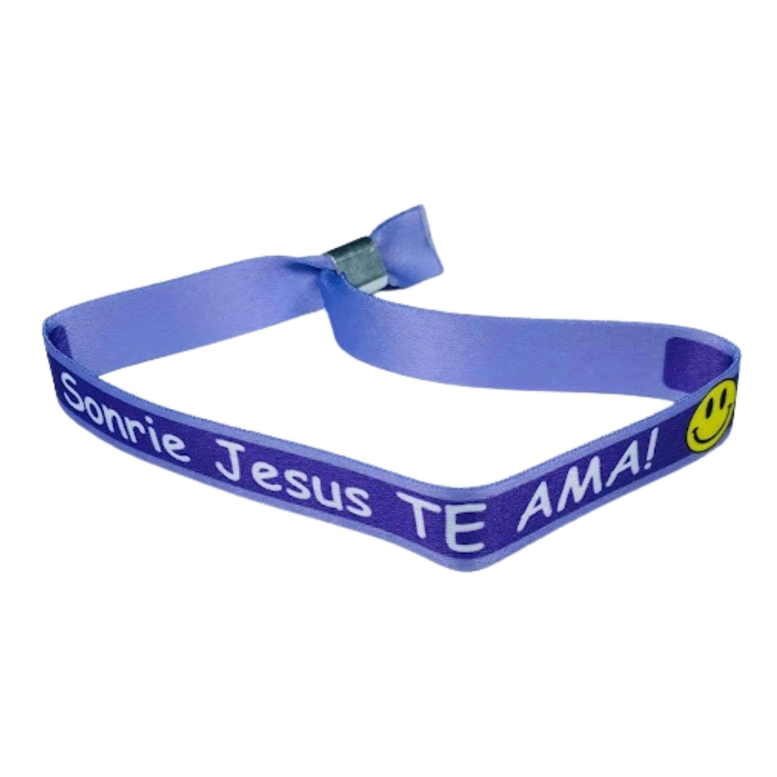 Pulsera - Morada Sonrie Jesus Te Ama! - P585