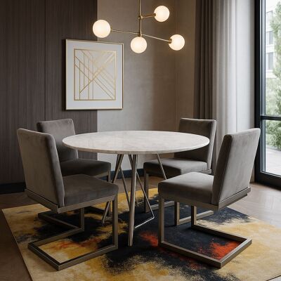 Mesa de comedor redonda color coral