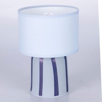 Lampe LED portable à piles h. 20 cm, base en verre et abat-jour en tissu, Ocean