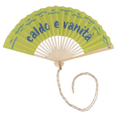 Ventilateur de vanité chaleureux et vert, poignée en bambou avec chaîne, More Amor