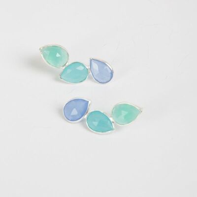 Boucles d'oreilles Ed emblématiques Judit. Bleus argentés limités