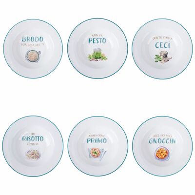 Piatto fondo 22,6 cm in porcellana new bone China, Le Travisate