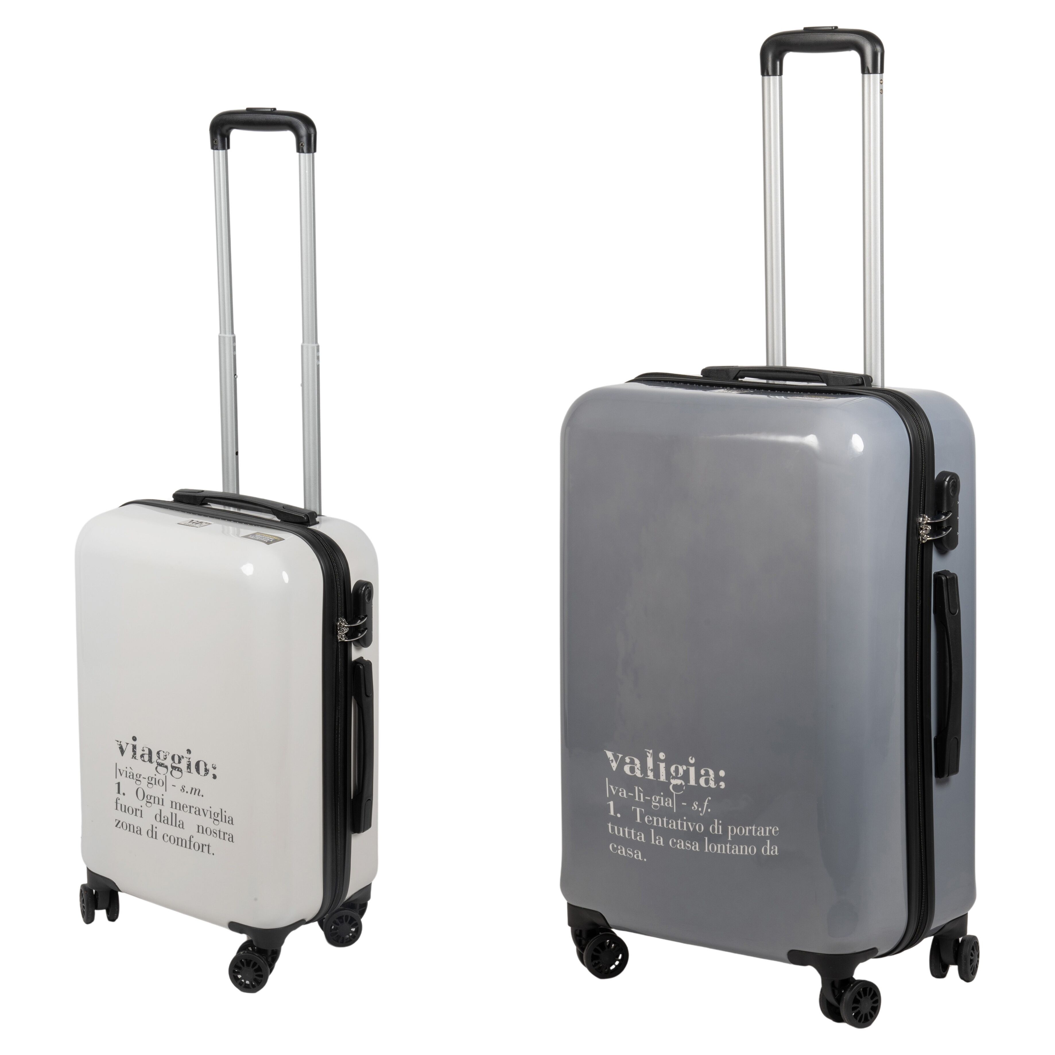 Lot de 2 valises rigides, 4 roues pivotantes à 360°, serrure à combinaison, double zip extérieur, Victionary