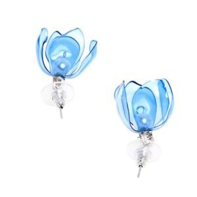Blue Lily Single-Flower Stud Earrings