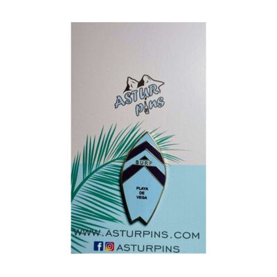 Pin's - Planche de surf bleue - Plage de Vega - Asturies - Ps010