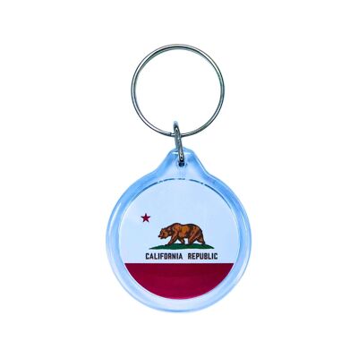 Round Acrylic Keychain - California State Flag - USA
