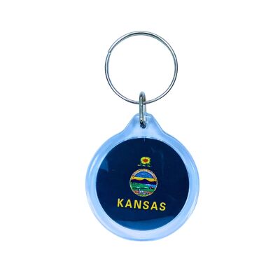 Round Acrylic Keychain - Kansas State Flag - USA