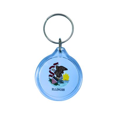 Round Acrylic Keychain - Illinois State Flag - USA