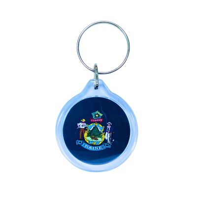 Round Acrylic Keychain - Maine State Flag - USA