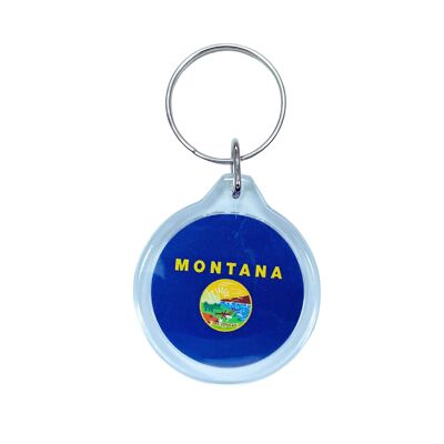 Round Acrylic Keychain - Montana State Flag - USA