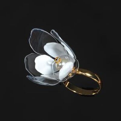 Jasmine Flower Ring - Upcycled plastic bottle jewelry-golden metal parts