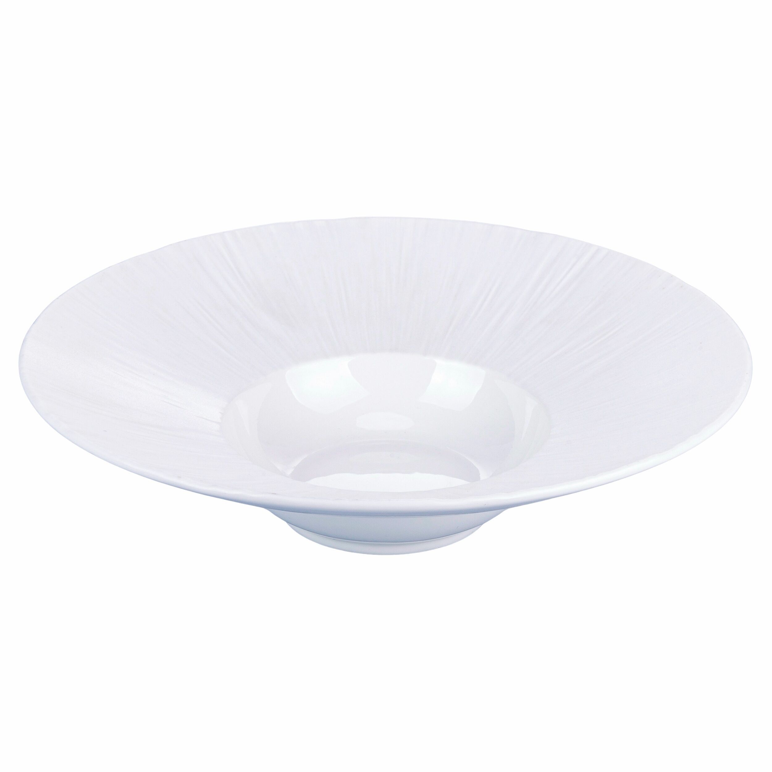 Piatto fondo in porcellana, ampio bordo con scanalature, Horeca