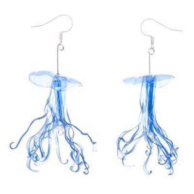 Boucles d'oreilles pendantes méduses bleues recyclées