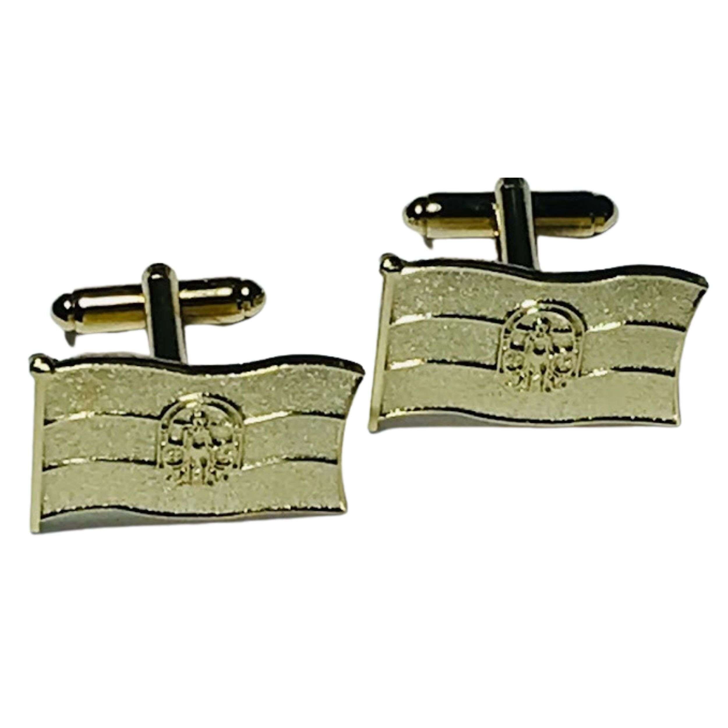 Gold-colored cufflinks - Flag of the Community of Andalusia - Spain