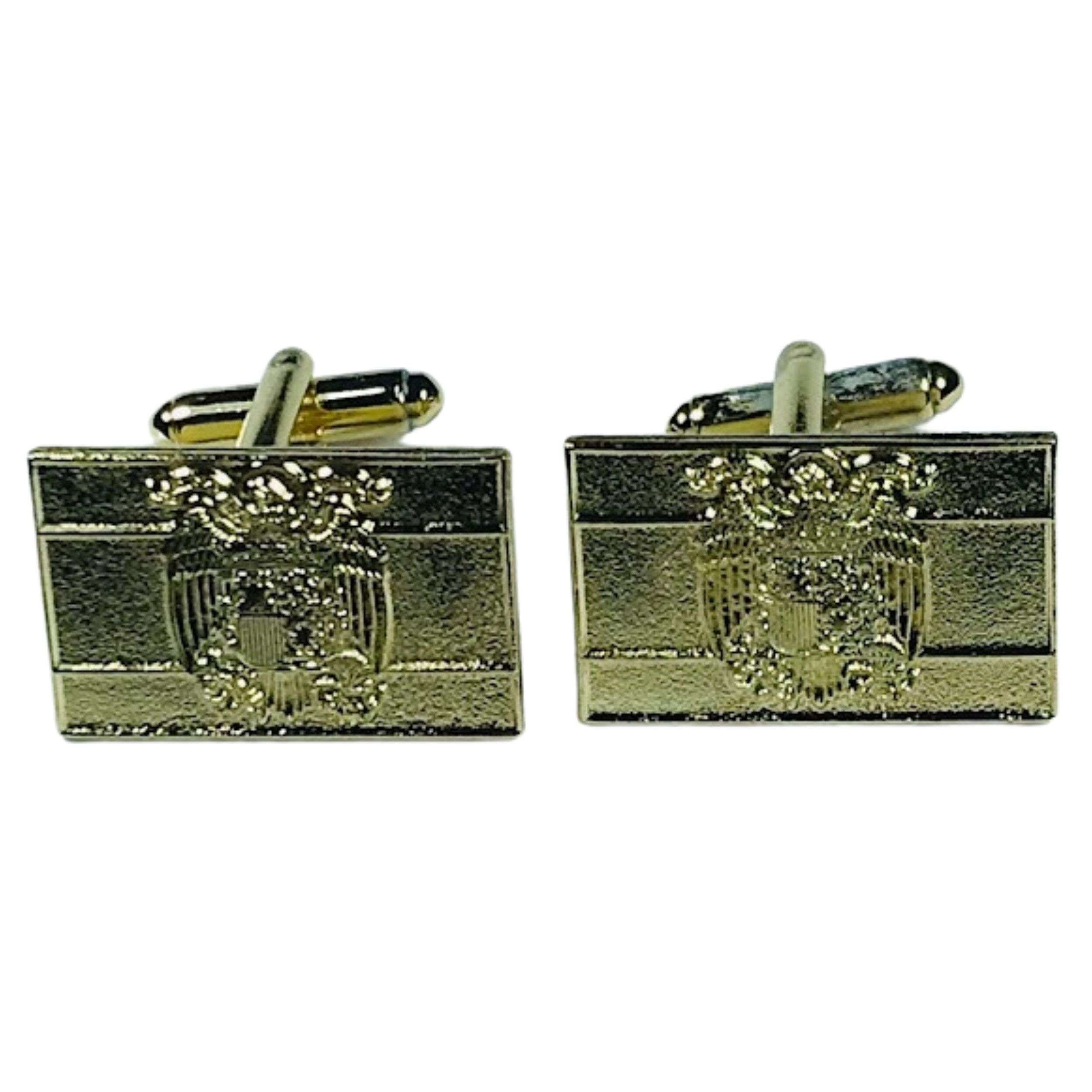 Gold-colored cufflinks - Spanish flag, Eagle of Saint John - Spain