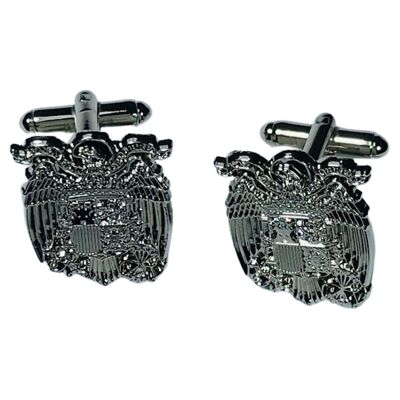 Silver-colored cufflinks - Saint John's eagle - Spain