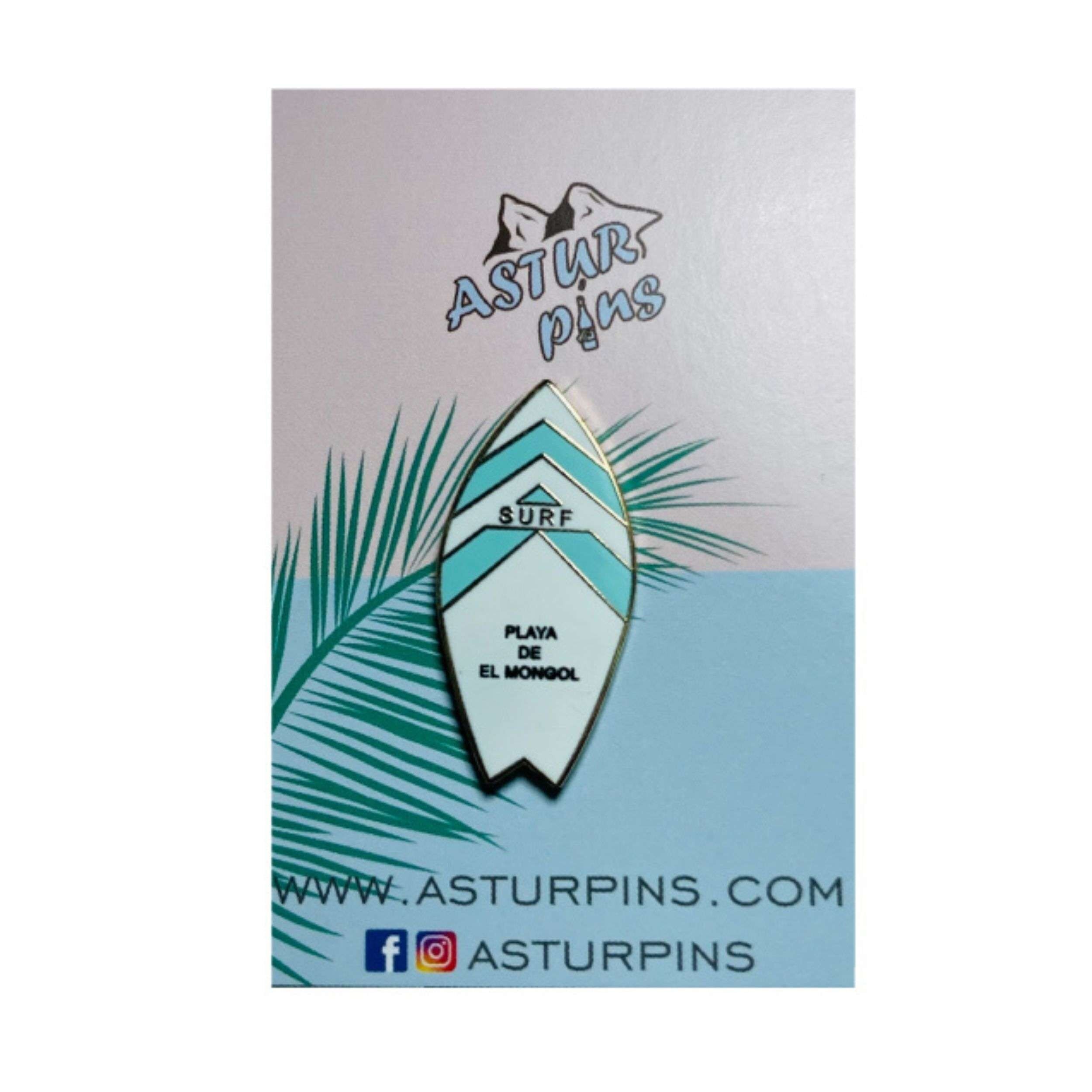 Pin - Blaues Surfbrett - El Mongol Beach Gijon - Asturien (2) - Ps010
