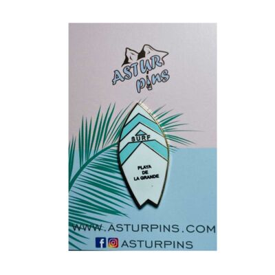 Pin's - Planche de surf bleue - Plage de La Grande - Asturies (2) - Ps010
