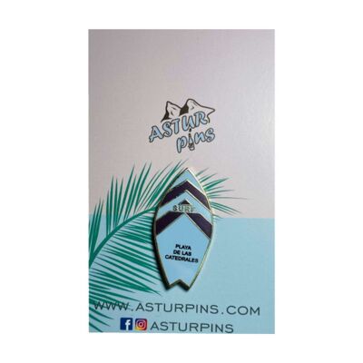 Pin - Blue Surfboard - Las Catedrales Beach, Lugo, Asturias - Ps010
