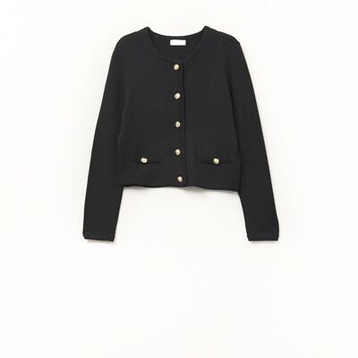 Cardigan noir à boutons dorés